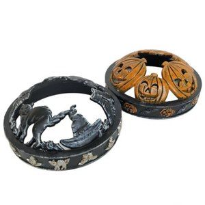 Yankee Candle Illuma Lid Metal Topper Halloween Pumpkins Bats Witch Hat Cat 2003